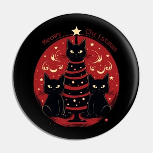 Meowy Christmas Christmas Tree Cat Lovers Gift Pin