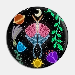 Pink and Blue Interstellar Moth Pin