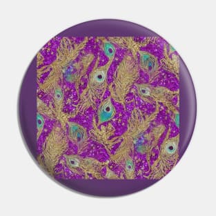 Purple Peacock Brocade Pattern Pin