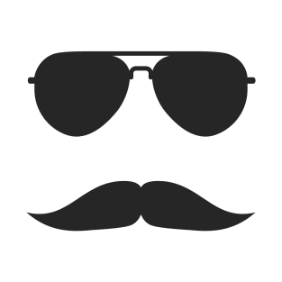 Movember Cool Sunglasses And Moustache Silhouette Vector T-Shirt