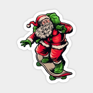 Vintage Skateboarding Santa Claus Magnet