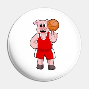 Pig at Basketball Sports Pin