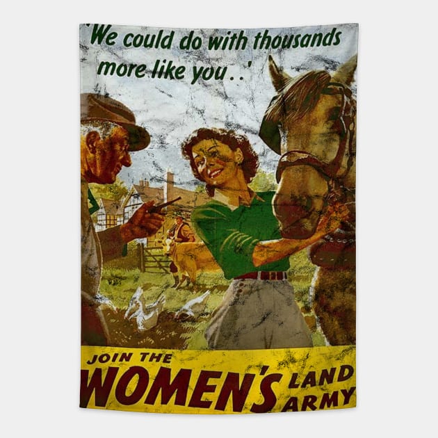 Join the Women's Land Army Tapestry by Slightly Unhinged