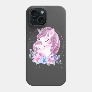 cute unicorn mother baby Tshirt Phone Case