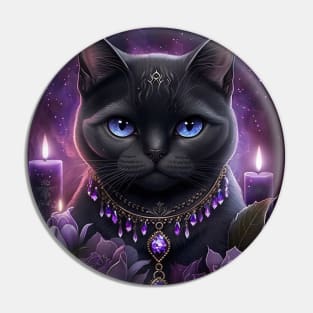Witchy Black British Shorthair Cat Pin