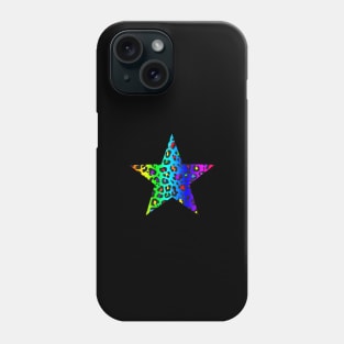 Dark Rainbow Leopard Print Star Phone Case