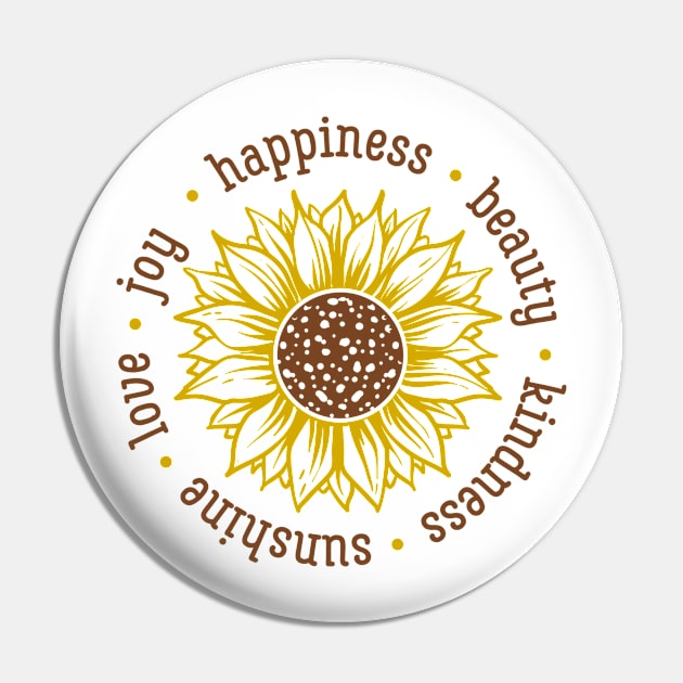 Yellow Sunflower Gift, love beauty kindness Pin by hugandmug