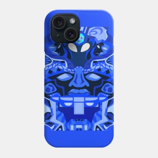 olmec alien totem with robotic mexican patterns in gemini cloth Phone Case