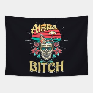 Aloha Bitch Surfer Skull Tapestry