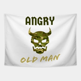 Angry Old Man Camouflage Skull Mens Tapestry