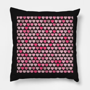 Valentines Hearts- Black Background Pillow