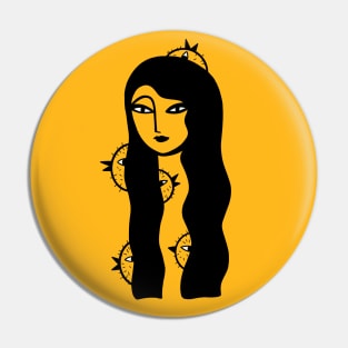 Girl with cute and funny chicks, version 1 Pin