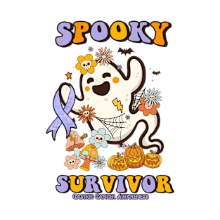 Gastric Cancer Awareness - spooky survivor ghost retro halloween T-Shirt