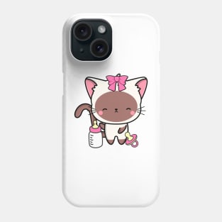 Cute white cat is a baby - girl Phone Case