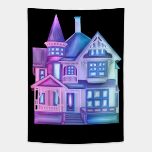 Feminine Purple Blue Gradient Victorian Dollhouse Tapestry