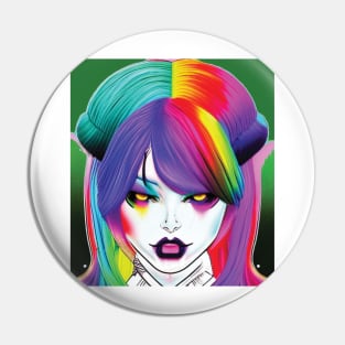 Rainbow Zombie Babe Pin