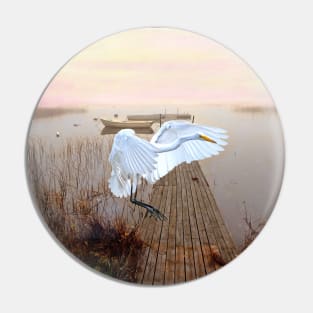 Great White Heron Landing Pin