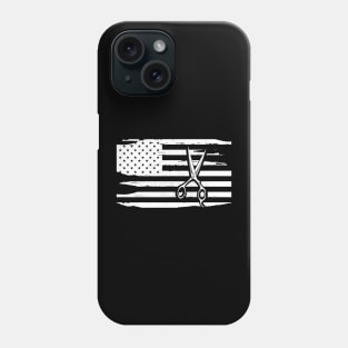 Hairstylist Hairdresser barber - Scissor in American Flag Phone Case