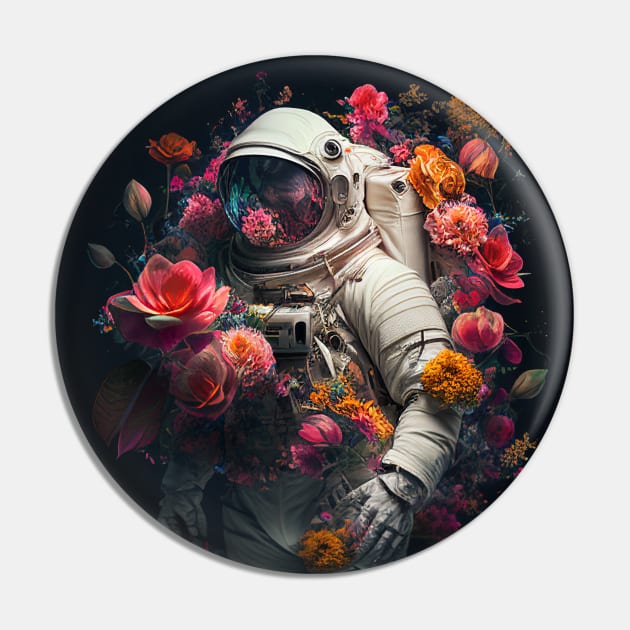 Astronaut In Flowers Suit Pin by omardakhane