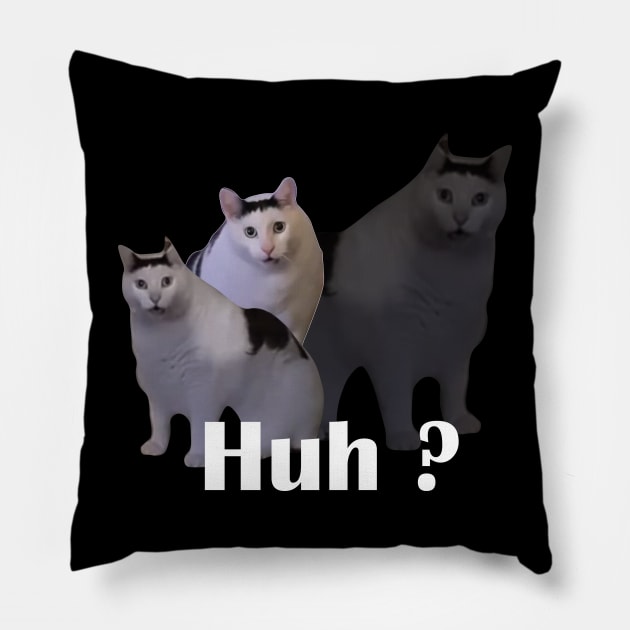 Huh Cat Meme Pillow by LaroyaloTees