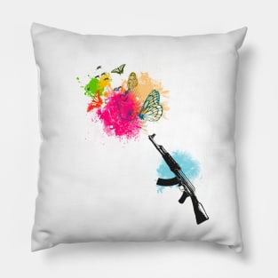 AK 47 flowers illustration Pillow