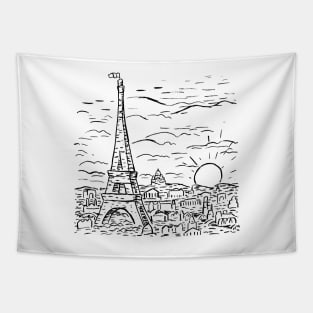 Vintage Paris Sketch Tapestry