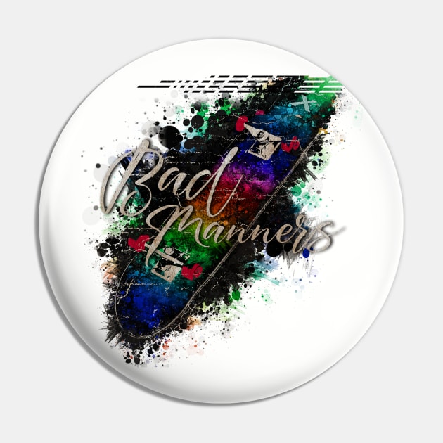 Skateboard X Bad Manners VINTAGE Pin by GLOBALARTWORD