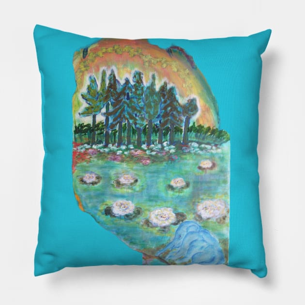 water lily pond Pillow by JAHART001