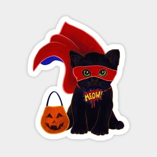 Halloween Kitten Dressed As A Superhero Costume Magnet