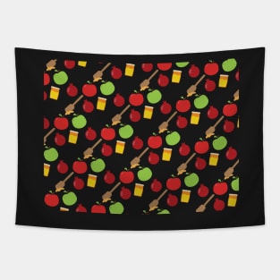 Rosh Hashana jewish holiday symbols pattern Tapestry