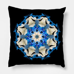 blue magic cow mandala Pillow