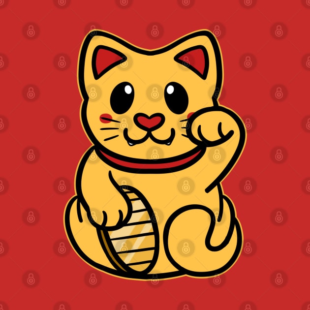 Cute Maneki Neko - Gold by leashonlife