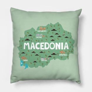 Macedonia Illustrated Map Pillow