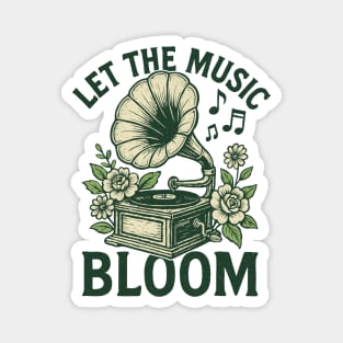 Let the Music Bloom. Light Floral Vinyl Magnet