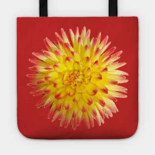 Yellow and Pink Dahlia Flower Tote