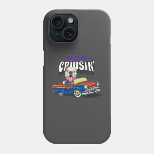 Cute Bulldog dog driving classic Car cruisin' USA Phone Case