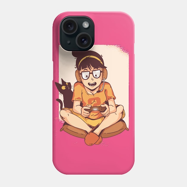 Girl Playing Video Games - Gaming Lover Phone Case by Artistic muss