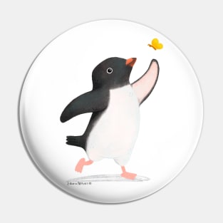 Adelie Penguin and butterfly Pin