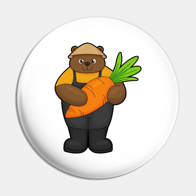 Bear as Farmer with Carrot Pin by Markus Schnabel