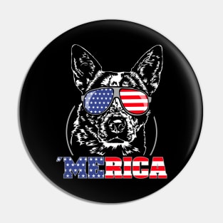 Merica Australian Cattle Dog American Flag Sunglasses Pin