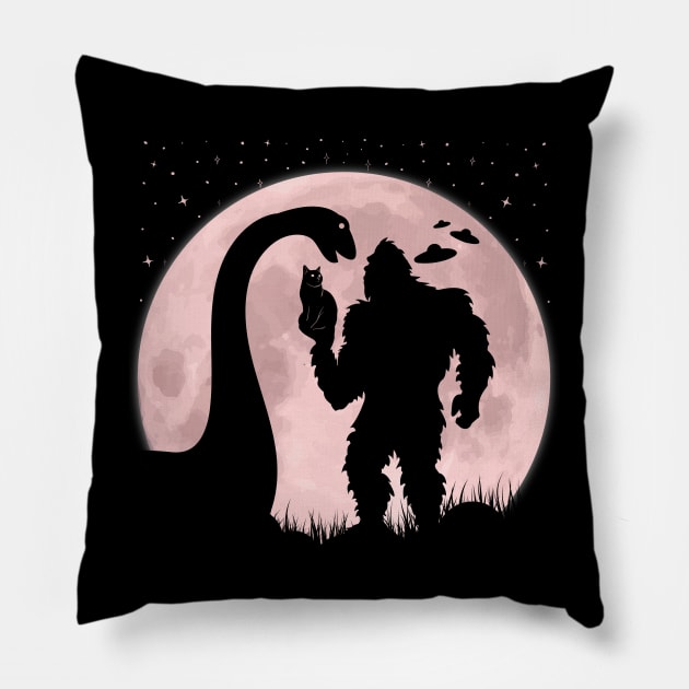 Bigfoot Loch Ness Monster Pillow by Tesszero