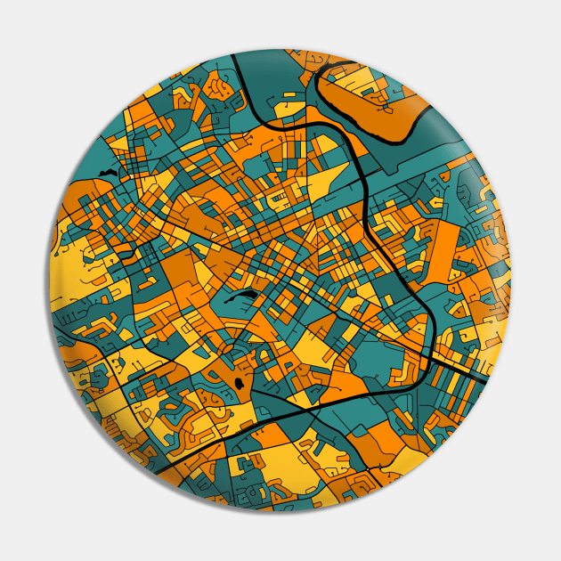 Kitchener Map Pattern in Orange & Teal Pin by PatternMaps