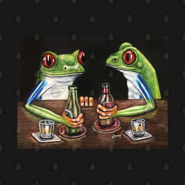 "Beer & Shots" - Frogs After Five collection by GardenPartyArt