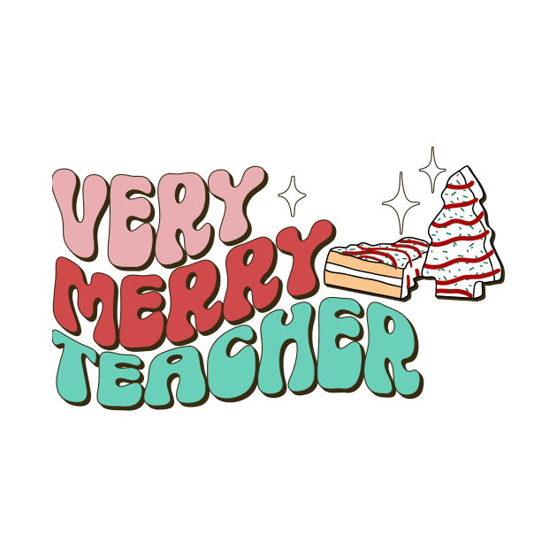 Teacher Christmas Cake Very Merry Groovy Christmas Vibes by SilverLake