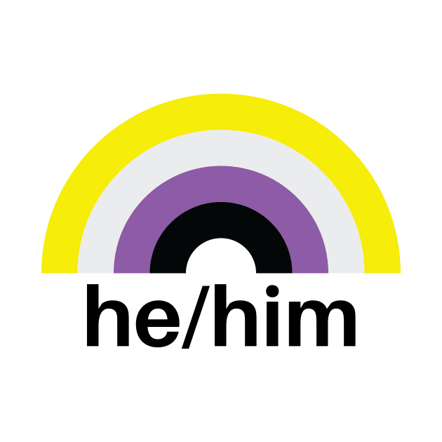 He/Him Pronouns Nonbinary Rainbow by lavenderhearts