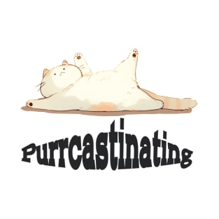 Lazy Stretching Cat - "Purrcrastinating" T-Shirt