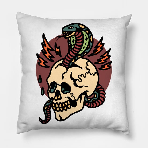 snake and skull tattoo Pillow by donipacoceng