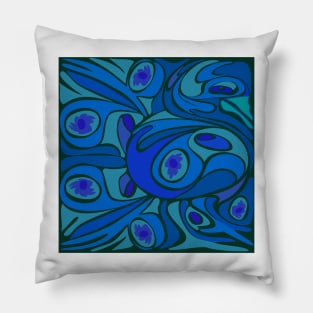 Rooster Blue Pattern Pillow