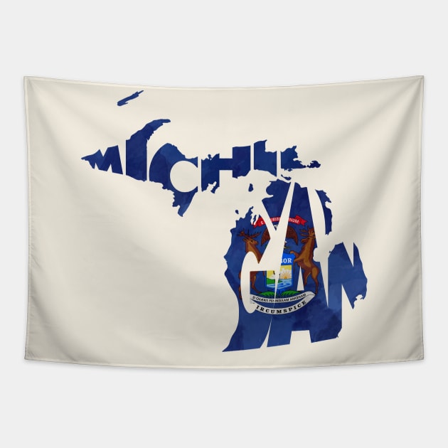 Michigan Typo Map Tapestry by inspirowl