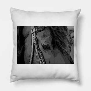 greyscale horse face vector Pillow